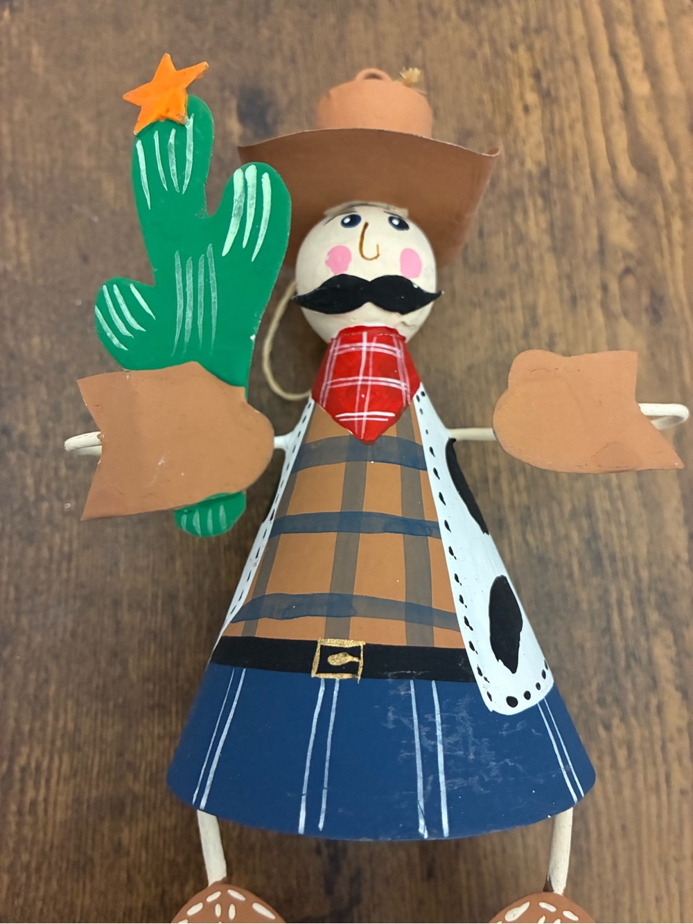 Southwestern Style Tin Cowboy Christmas Ornament - Picture 3 of 8